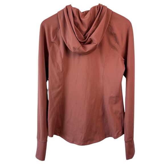 Yogalicious Womens Jacket Large Orange Full Zip Workout Thumb Holes Stretch Hood - Picture 6 of 6